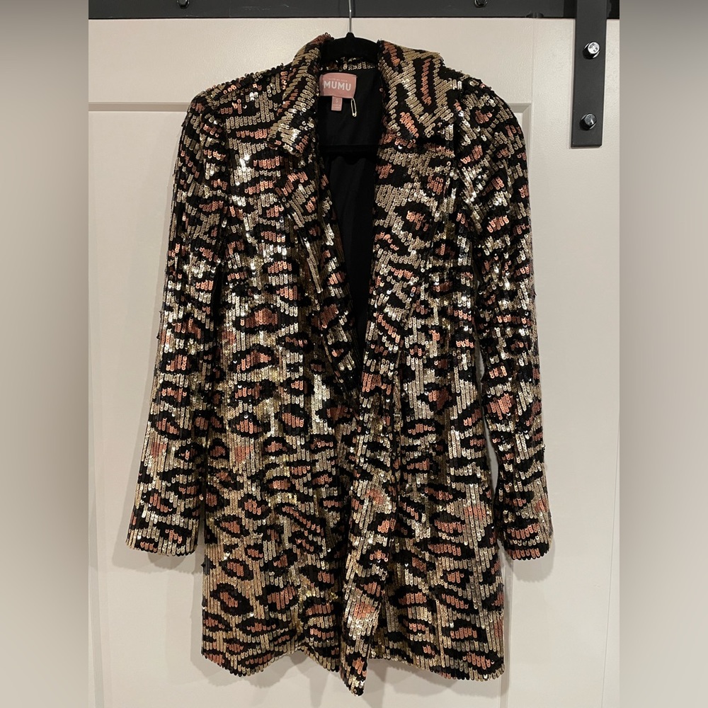 Leopard sequin blazer dress